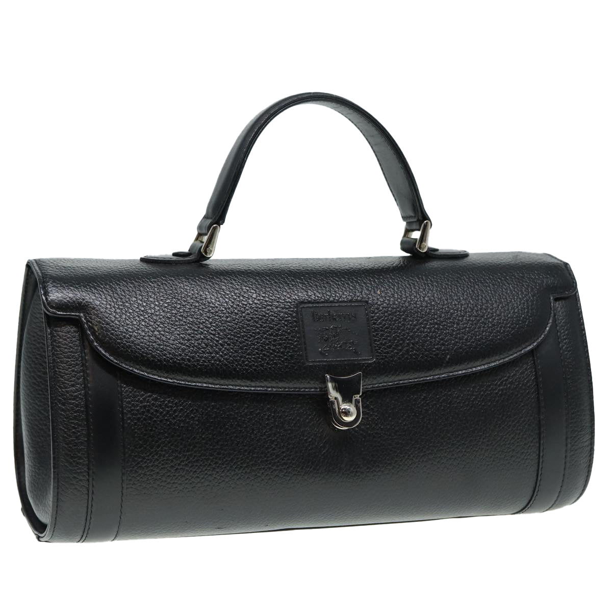 Burberry Luxury ss Hand Bag Auth Leather Black Silver Travel Bag