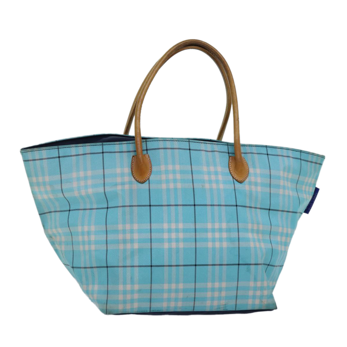 Burberry Luxury ss Nova Check Label Tote Bag Light Nylon Blue Silver