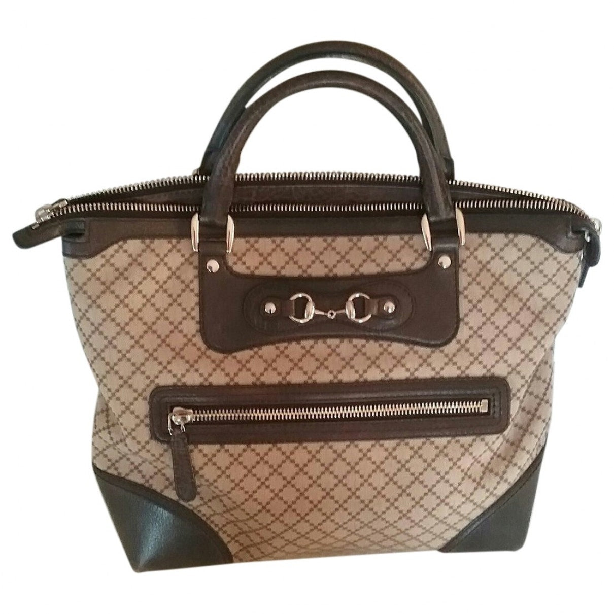 Gucci camel cloth handbag