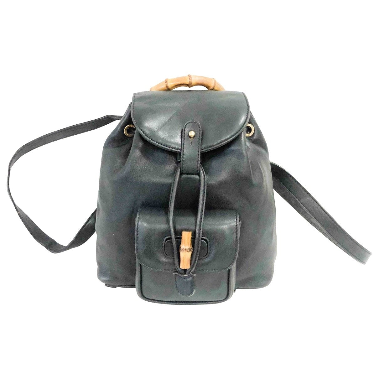 Gucci bamboo black leather handbag