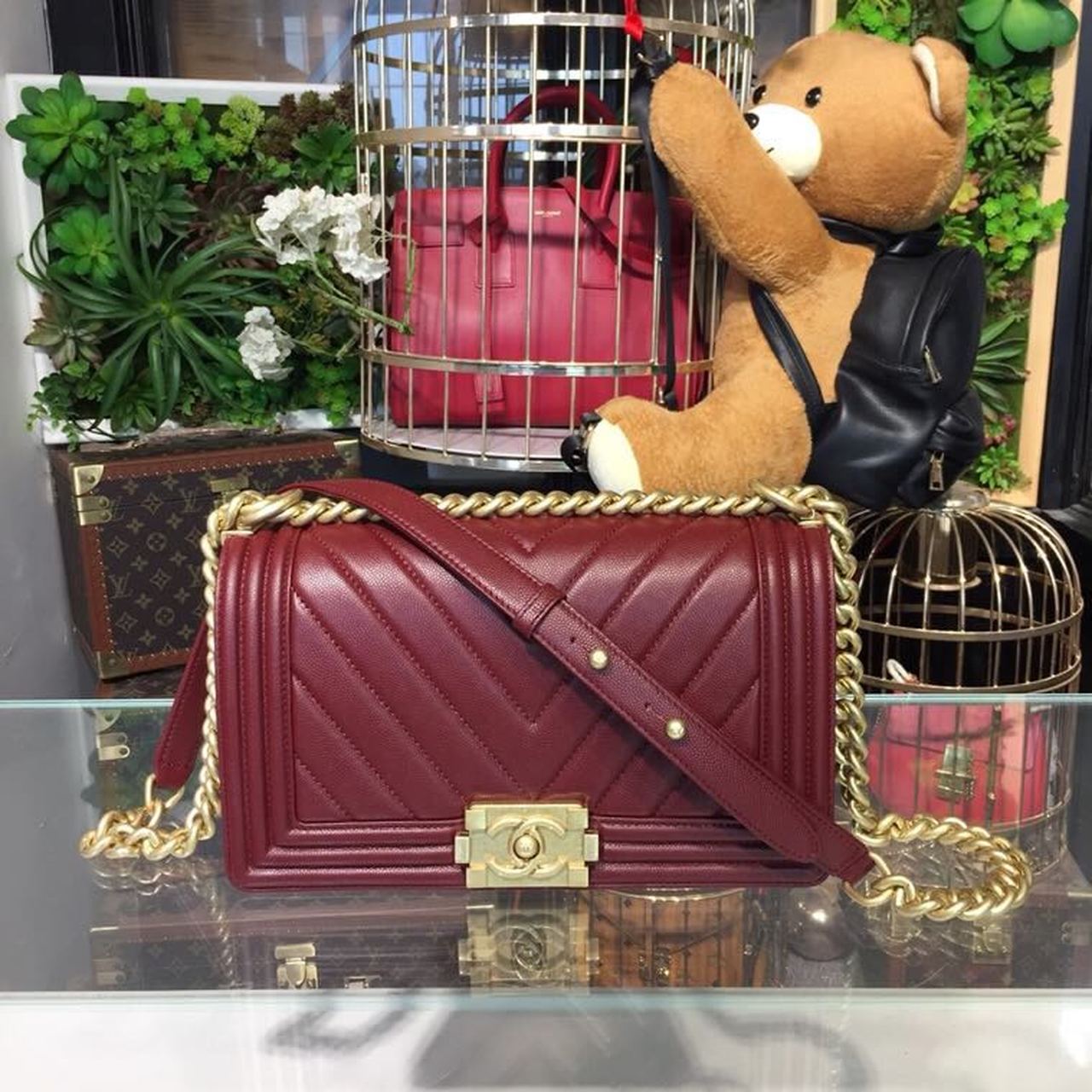 CHL Boy Toned Hardware Burgundy Gold Crossbody Bag
