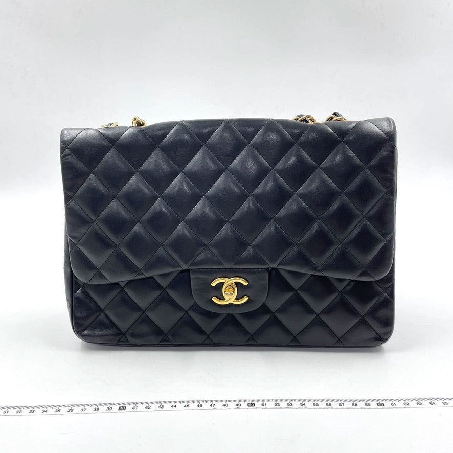 Chanel Timeless Classic Flap Jumbo Hardware Black Gold Handbag Gold Hardware