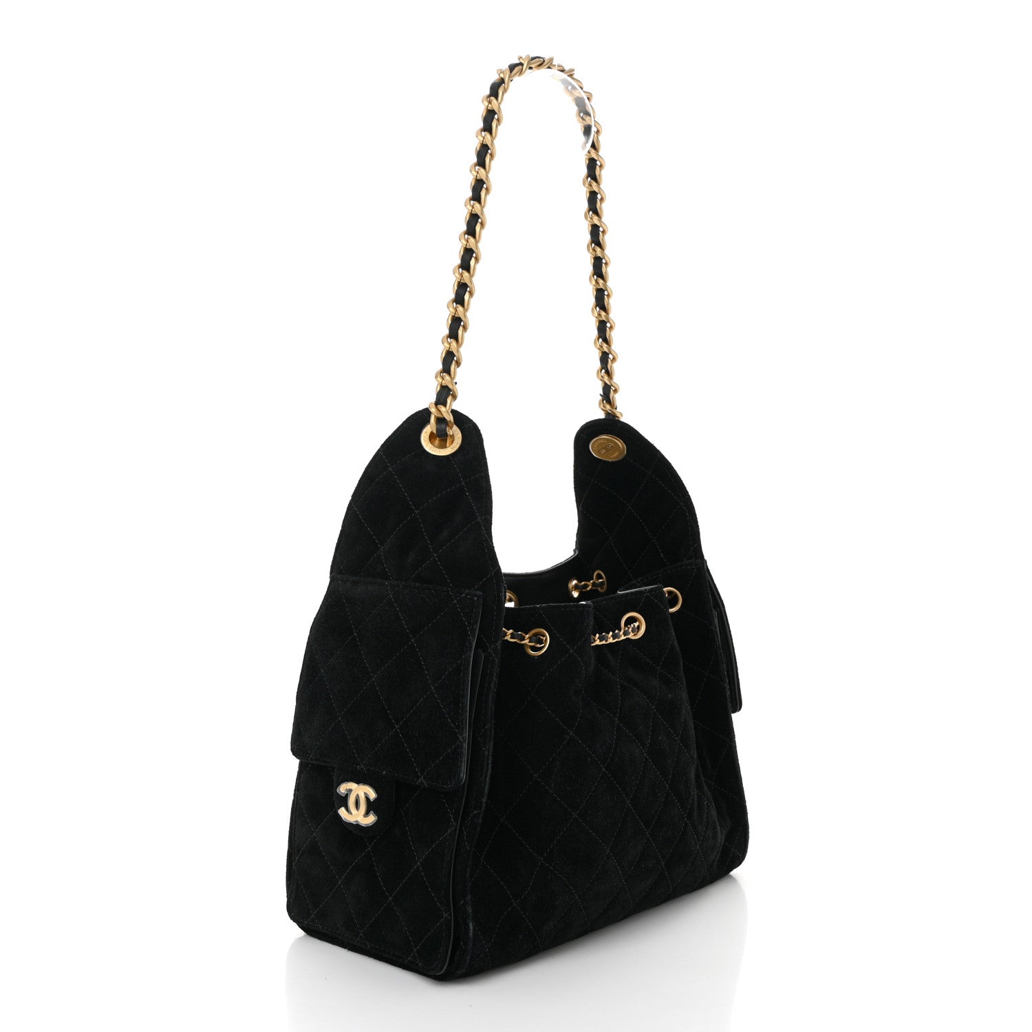 Chanel Suede Quilted Small 25 Handbag Black
