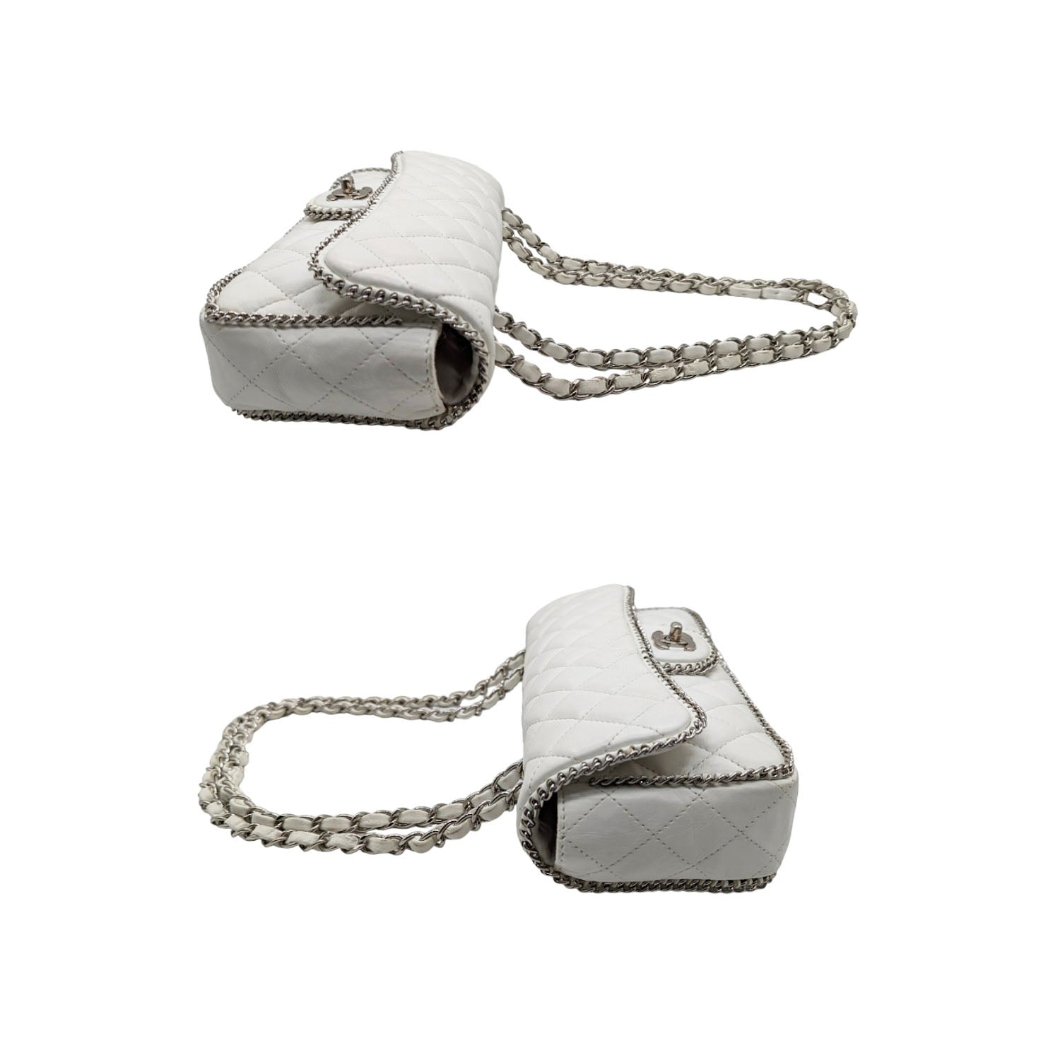 Chanel White Quilted Madison East-West Chain Flap Bag