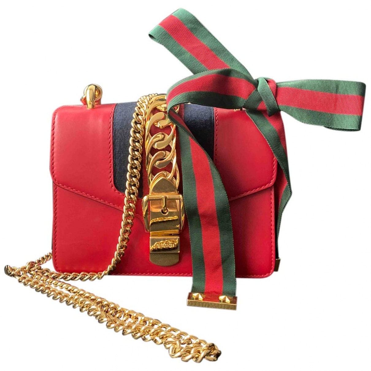 Gucci sylvie red leather handbag