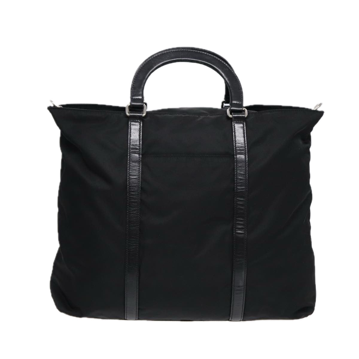 Prada Hand Bag 2Way Auth Nylon Black Silver Travel Bag