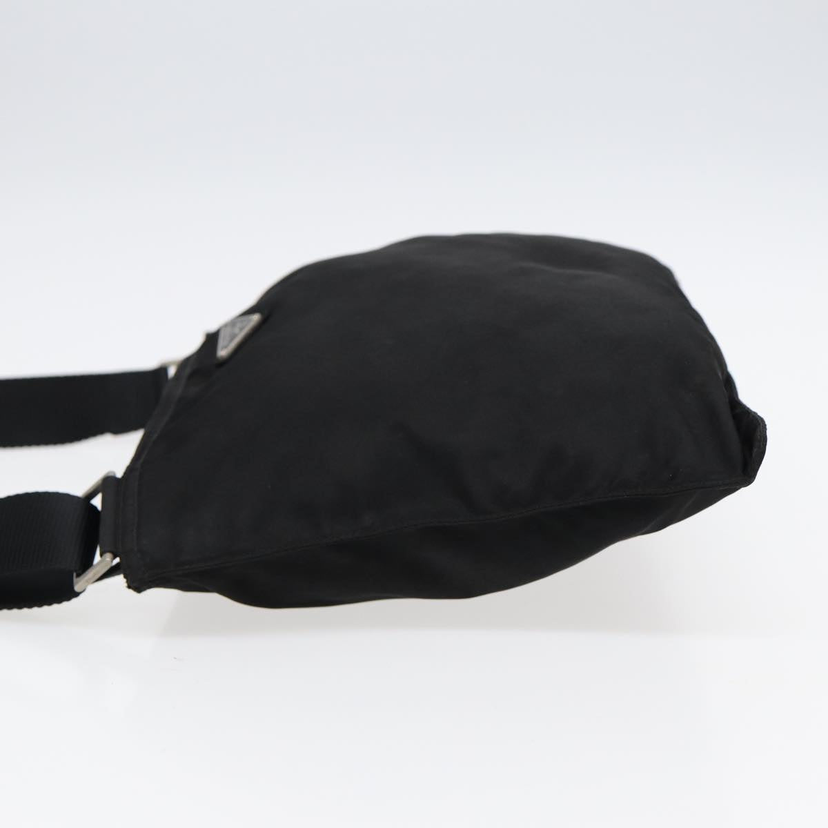 Prada Shoulder Bag Auth Nylon Black Silver Silver Auth 89130