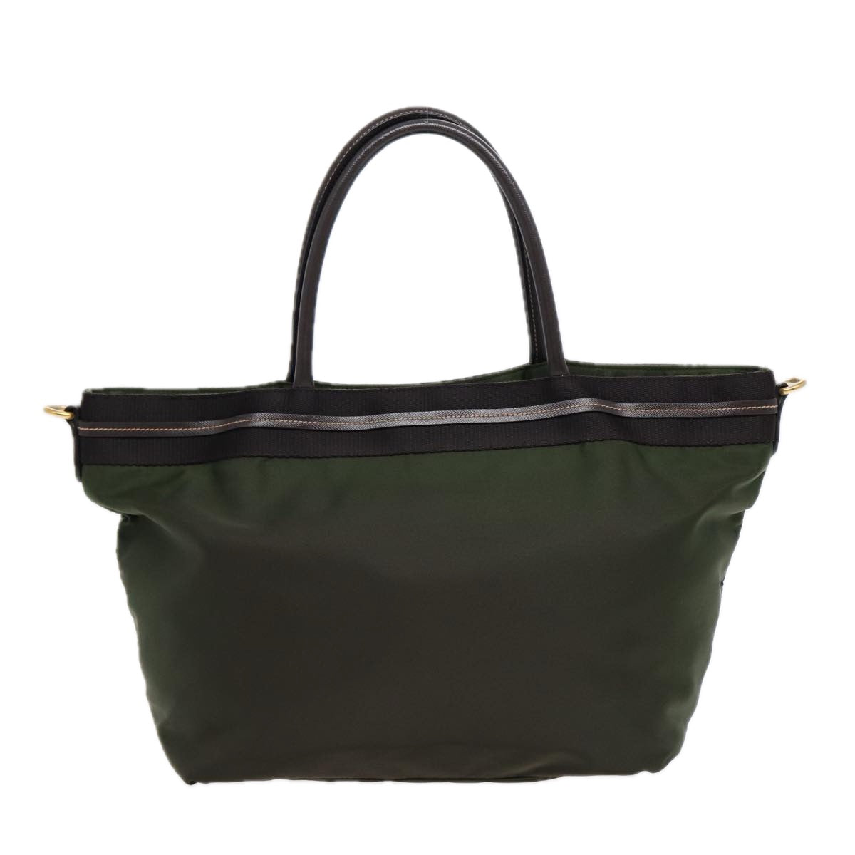 Prada Hand Bag 2Way Khaki Auth Nylon Gold Travel Bag