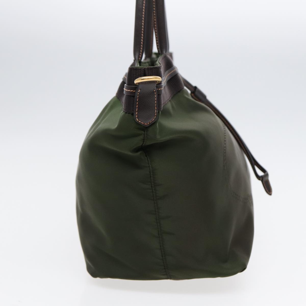 Prada Hand Bag 2Way Khaki Auth Nylon Gold Travel Bag