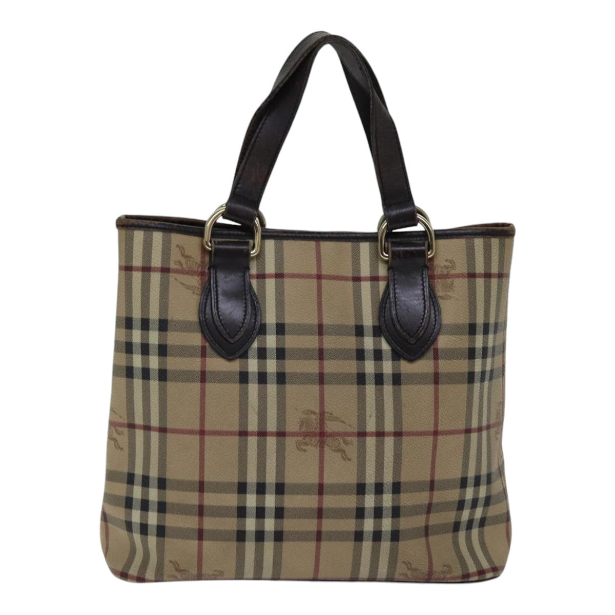 Burberry Luxury Nova Check Tote Bag Pvc Auth Beige