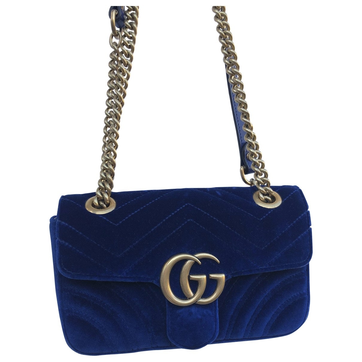 Gucci marmont blue velvet handbag