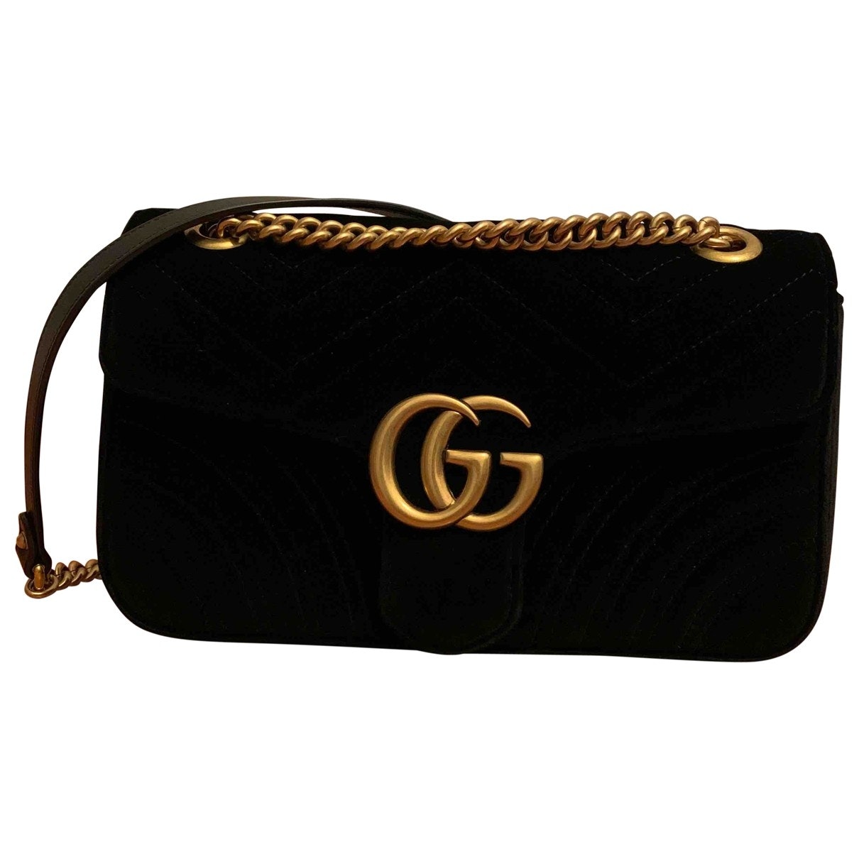 Gucci marmont black velvet handbag