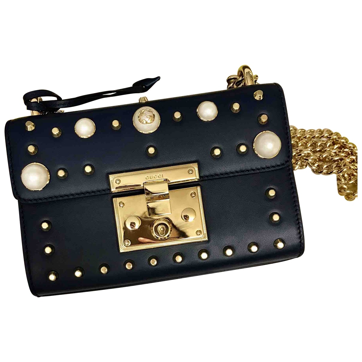 Gucci padlock blue leather handbag