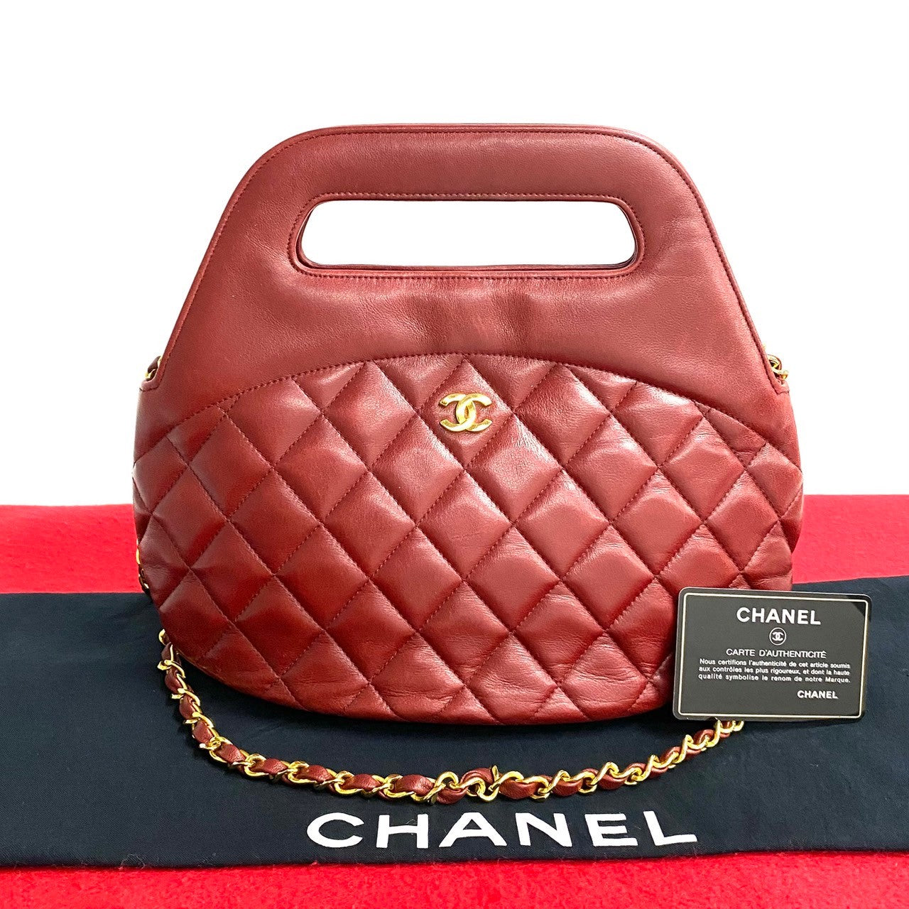 Chanel lambskin Matrasse Red Shoulder Bag