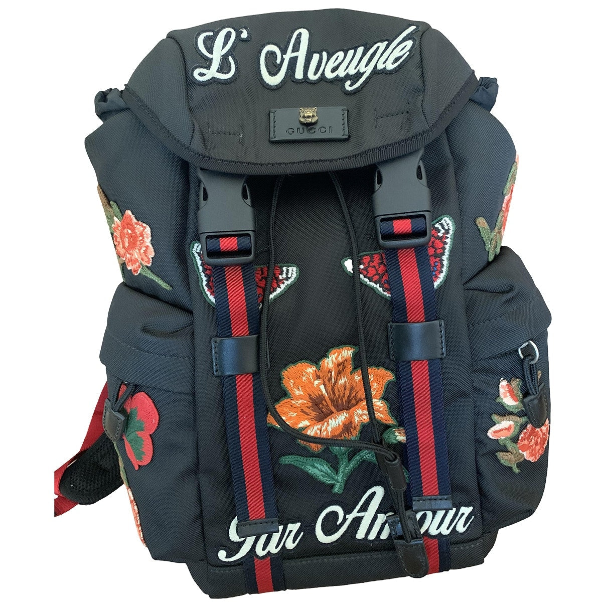 Gucci black cloth backpacks