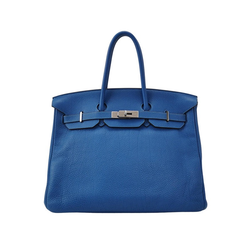 Hermes Birkin Calfskin Tone Palladium Hardware Handbag Leather Blue Travel Bag