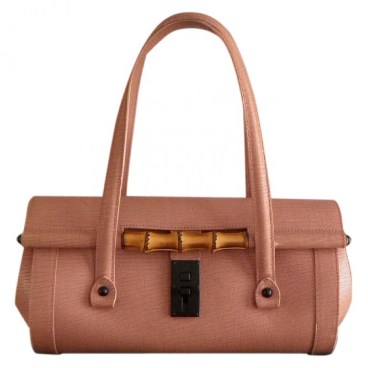 Gucci bamboo pink leather handbag