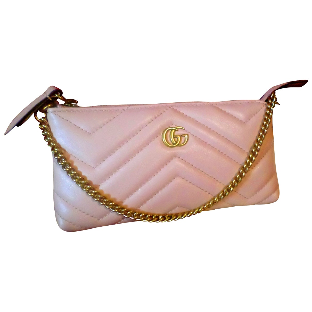 Gucci marmont pink leather clutch bag