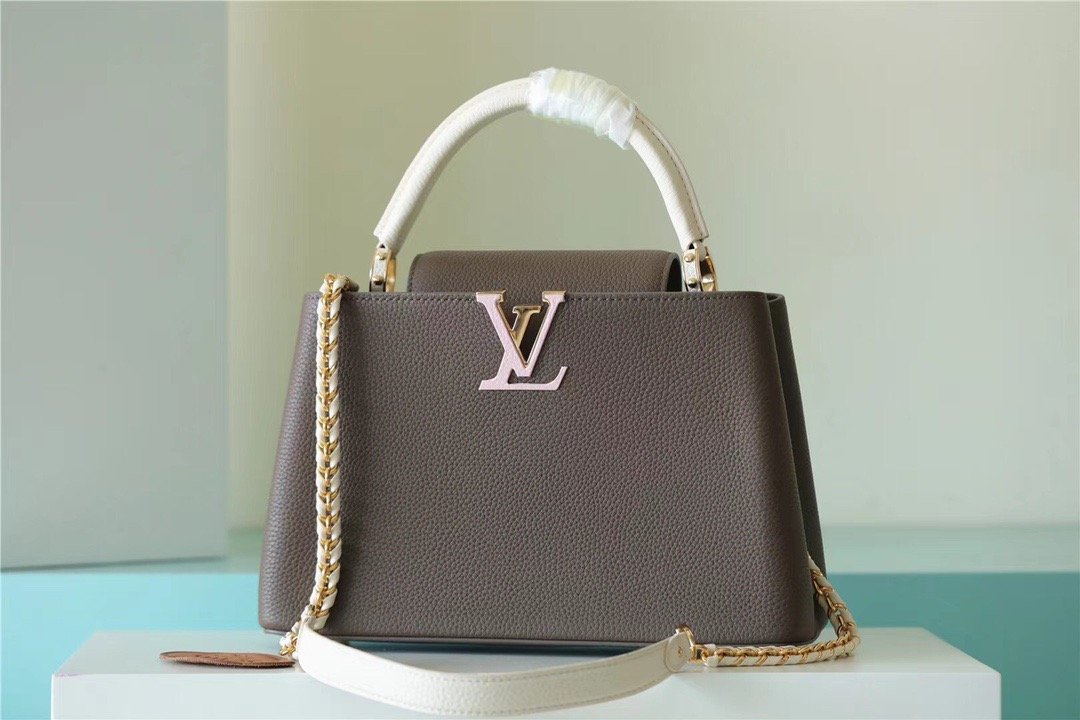 Top Quality Capucines Mm Taurillon Smokey Creme Brown Pink Crossbody Bag M59516 6276
