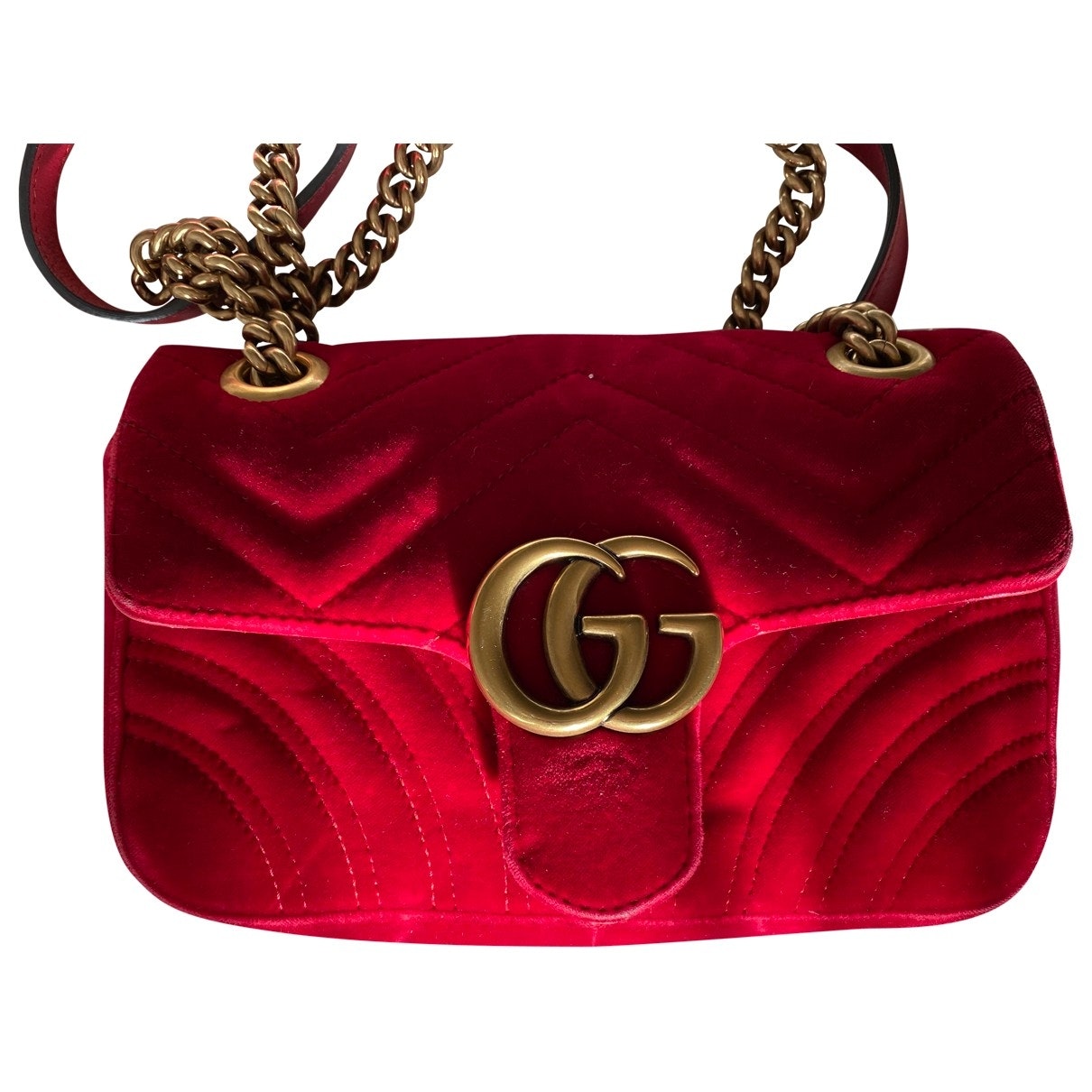 Gucci marmont red velvet handbag