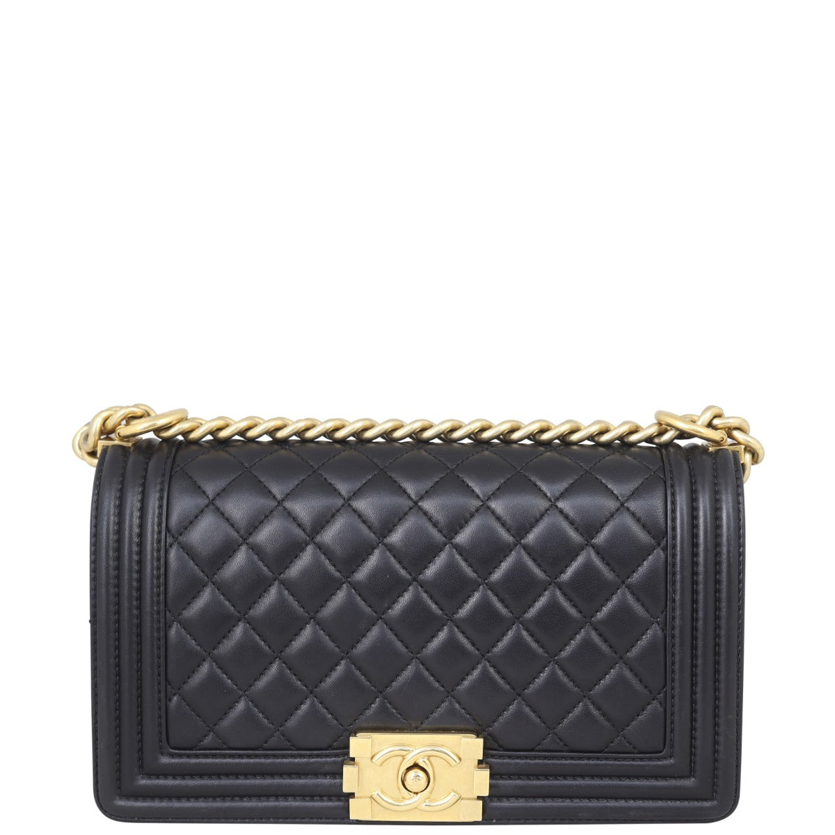 Chanel Boy Old Lambskin Handbag Black Medium