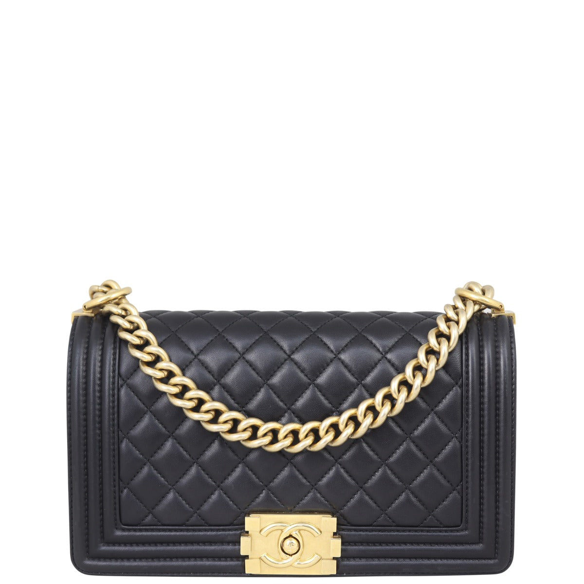 Chanel Boy Old Lambskin Handbag Black Medium