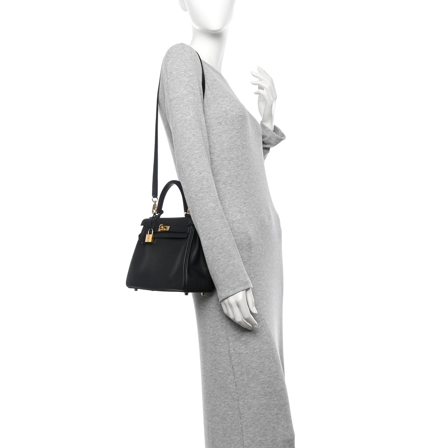 Hermes Swift Kelly Retourne Handbag Black Travel Bag