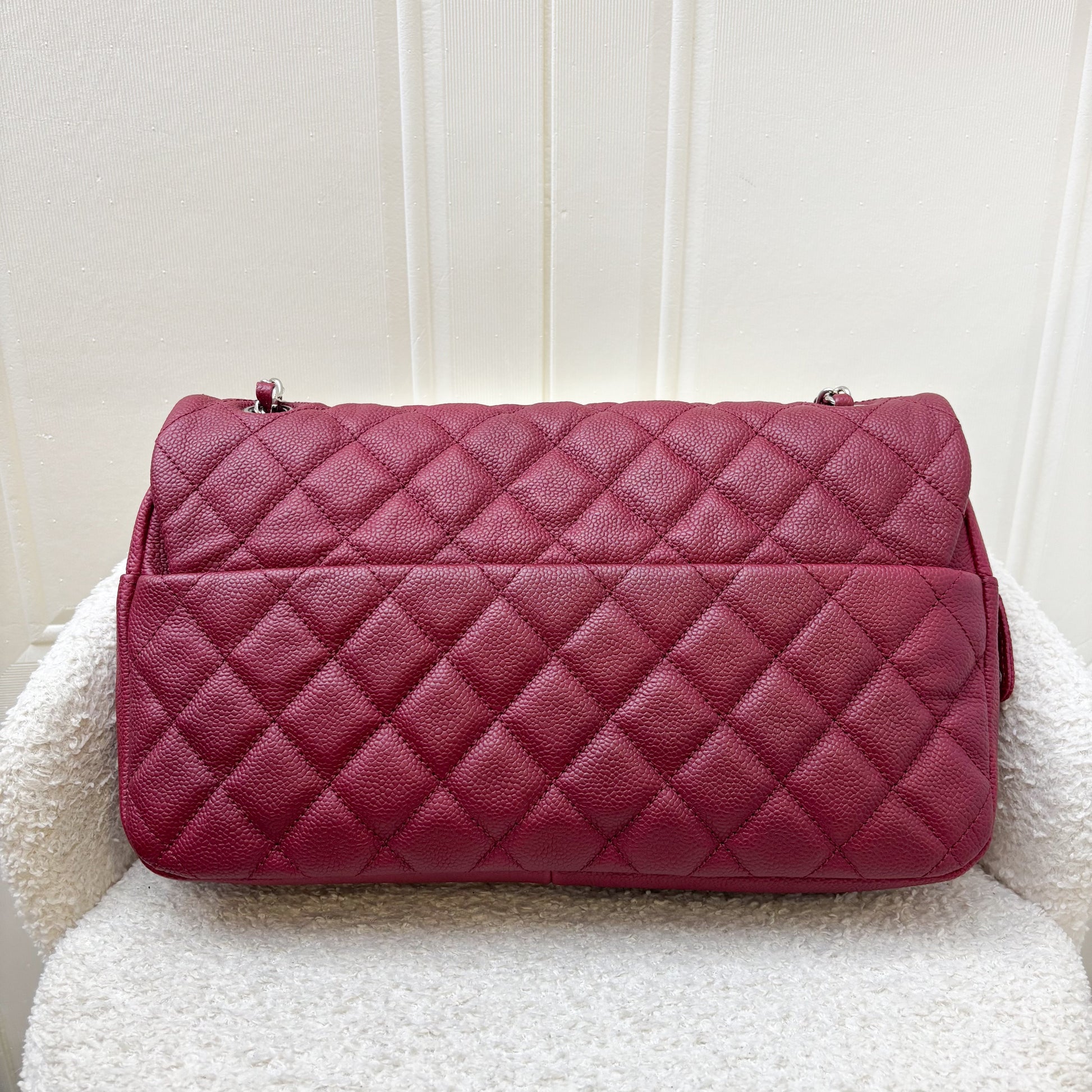 Chanel Easy Caviar Jumbo Flap Bag in Dark Red Caviar and Shw ( )