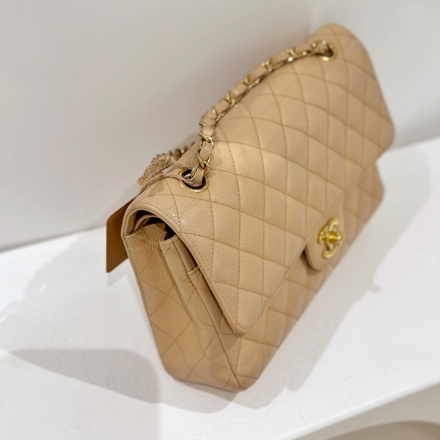 Chanel   beige class flap bag 25cm