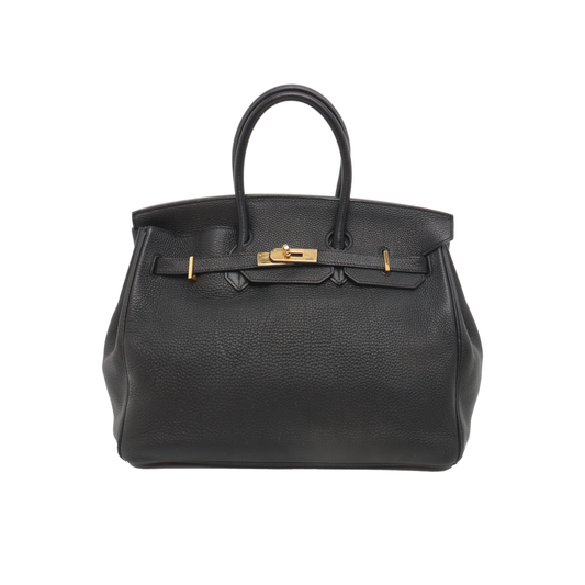 Hermes Birkin Recolored Togo Calfskin Gold Tone Hardware Leather Black Travel Bag