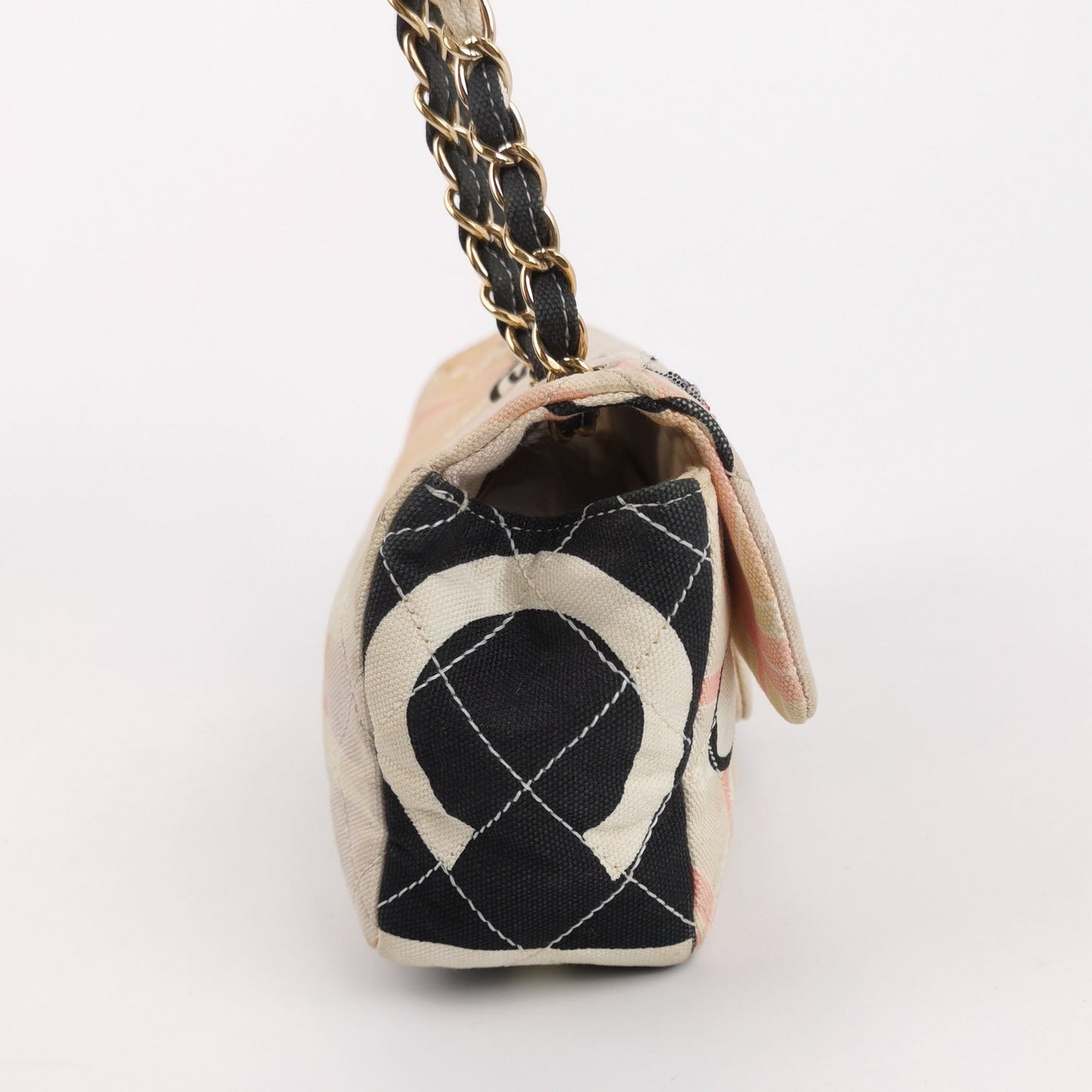 Chanel Baguette Flap Eiffel Tower Print Cloth Multicolor Shoulder Bag
