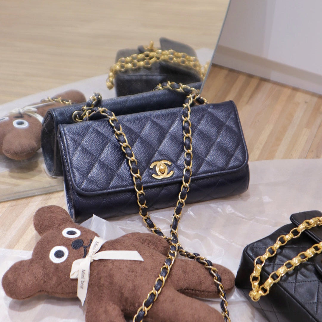 Chanel   navy caviar flap bag