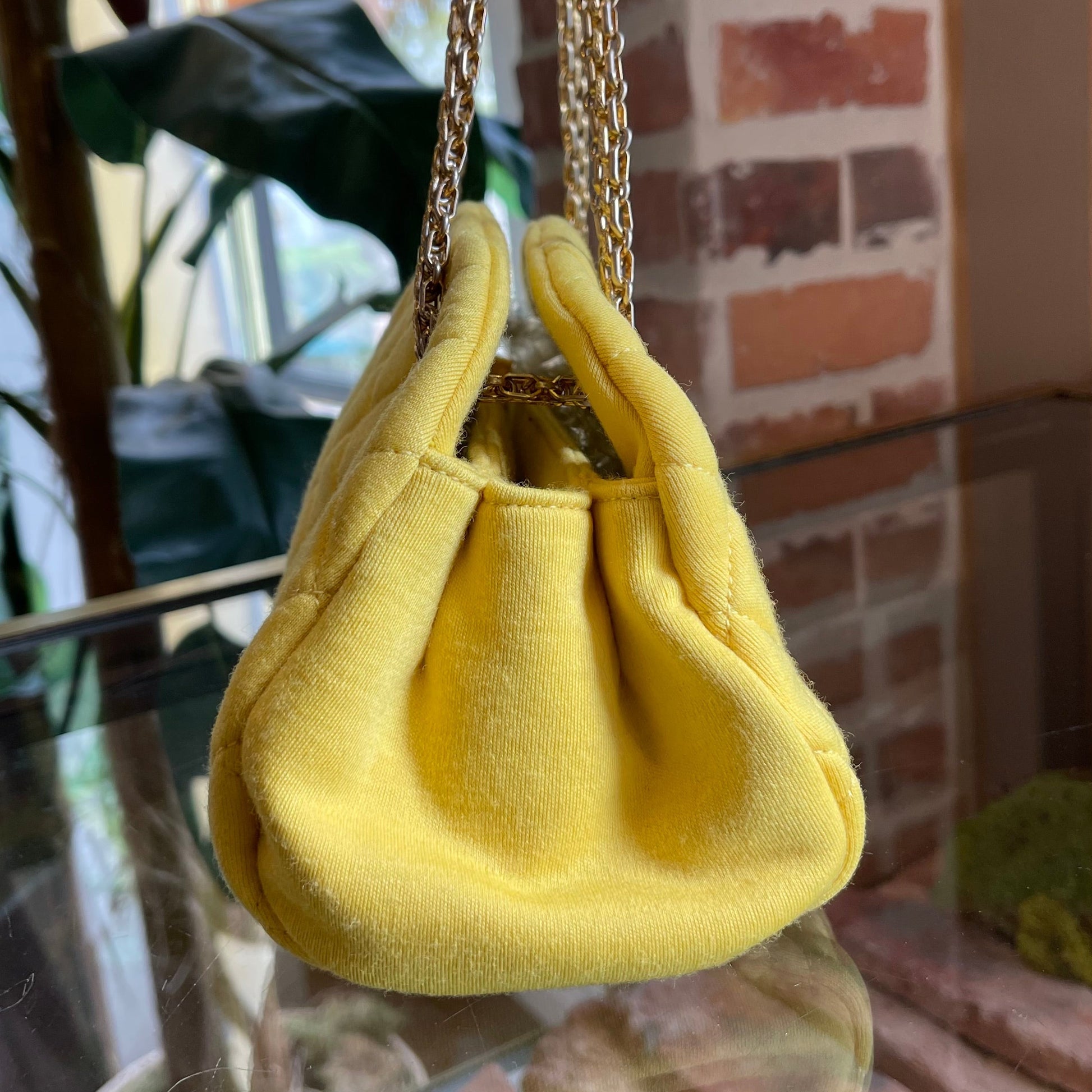Chanel Yellow Quilted Jersey Small Just Mademoiselle Bowling Bag