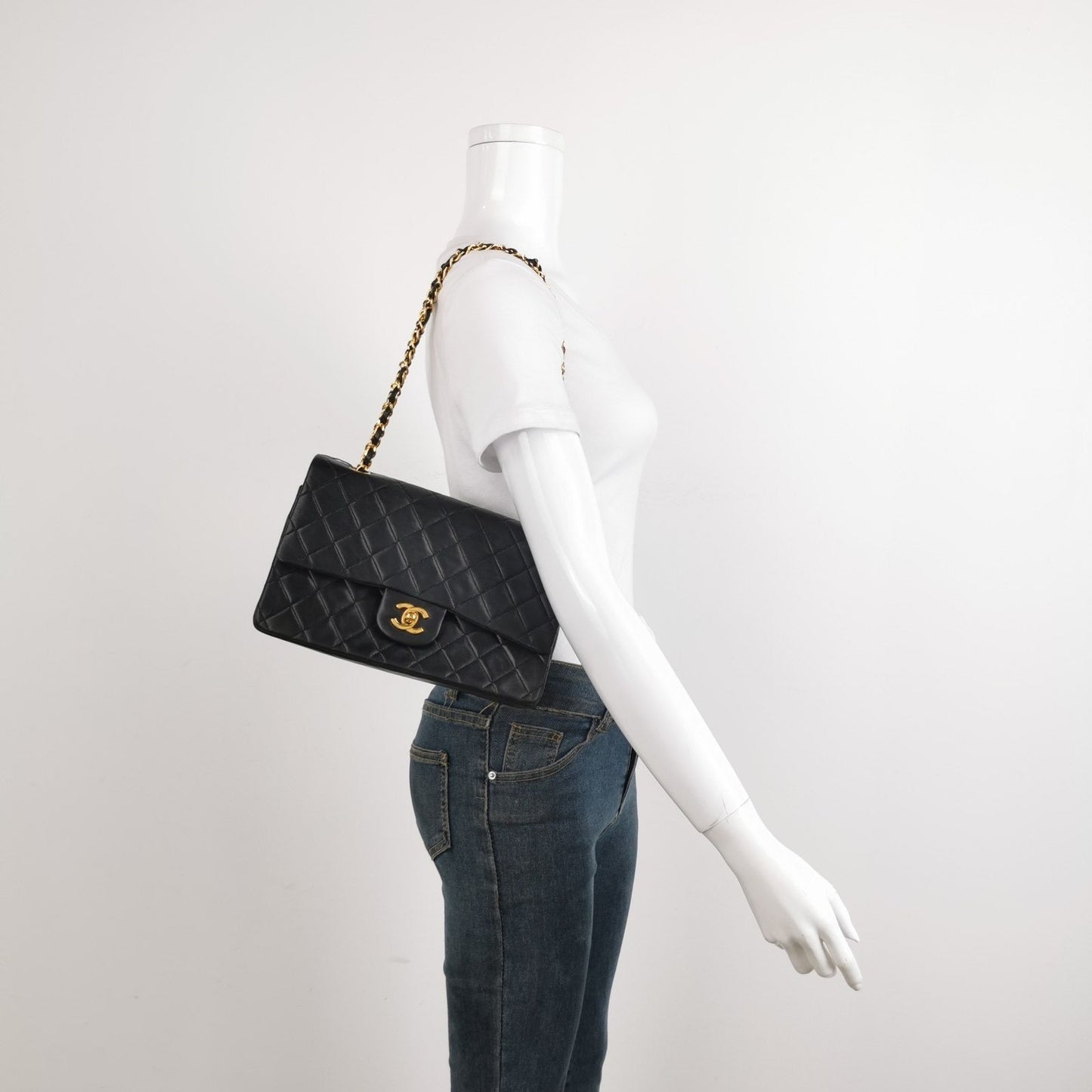 Chanel Classic Flap Lambskin 24k Hardware Black Gold Leather Handbag Hardware 2