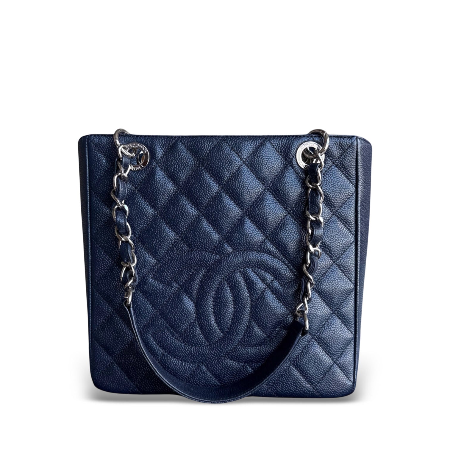 Chanel PST Petite Shopping Tote - Caviar 24CM Quilted Blue Tote Bag 18 14