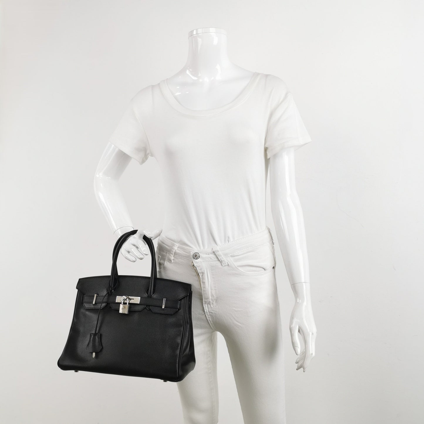 Hermes Birkin Epsom Palladium Hardware Handbag Leather Black Travel Bag