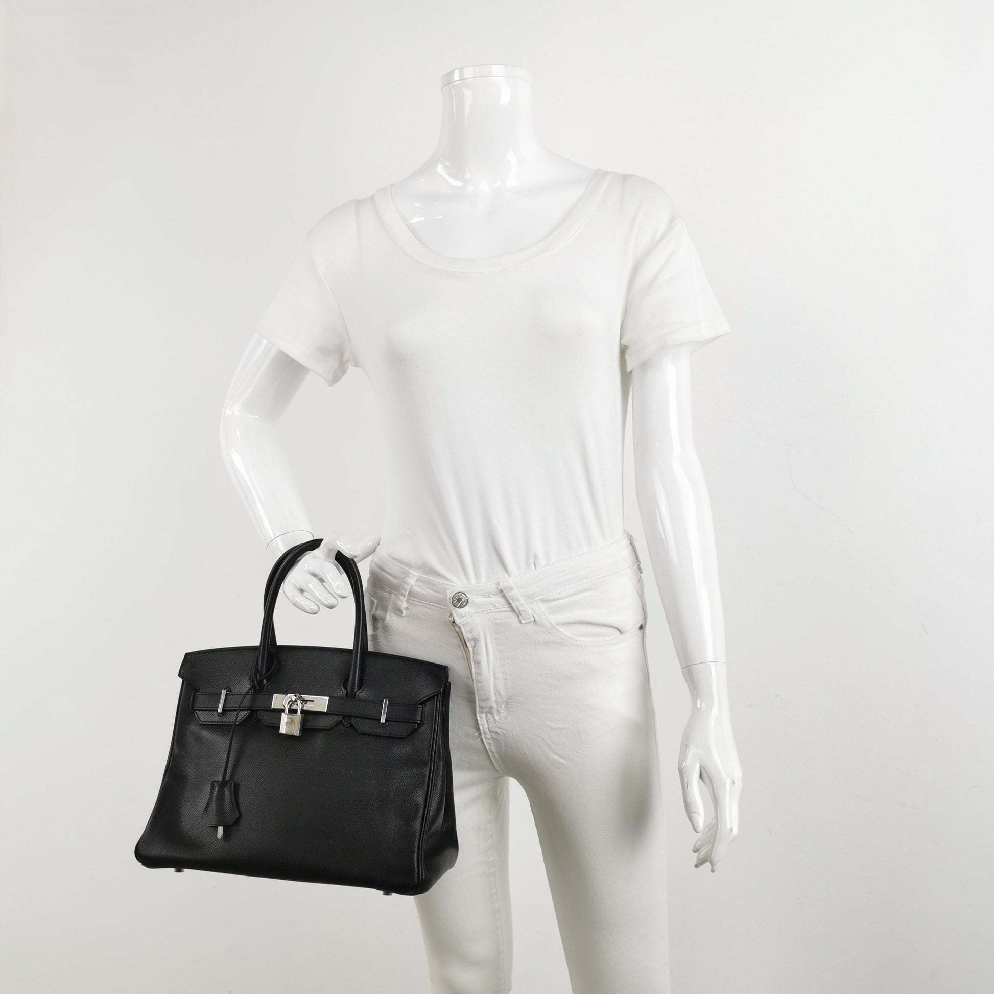 Hermes Birkin Epsom Palladium Hardware Handbag Leather Black Travel Bag