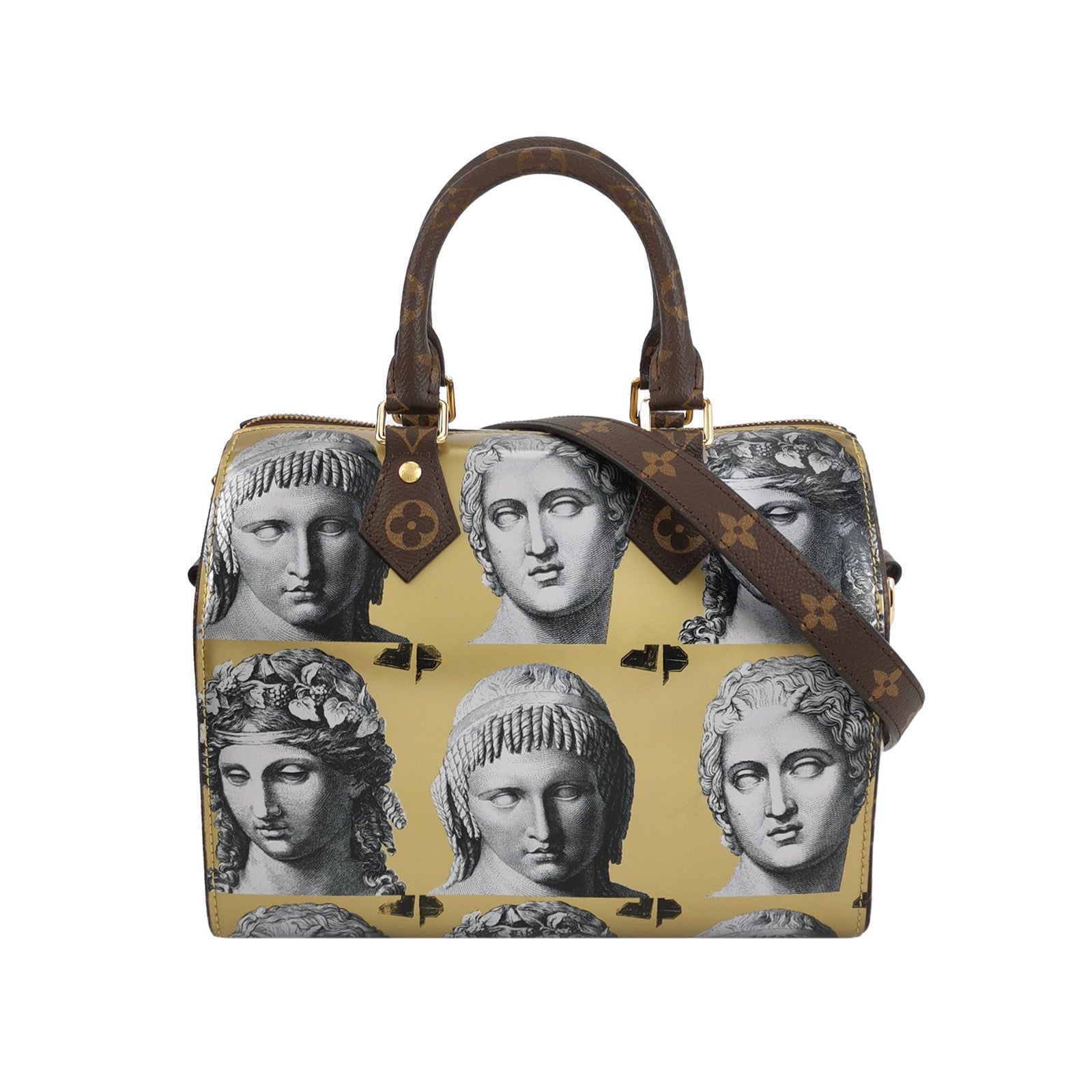 Louis Vuitton Speedy 25 Bandouliere Fornasetti M um Gold Handbag