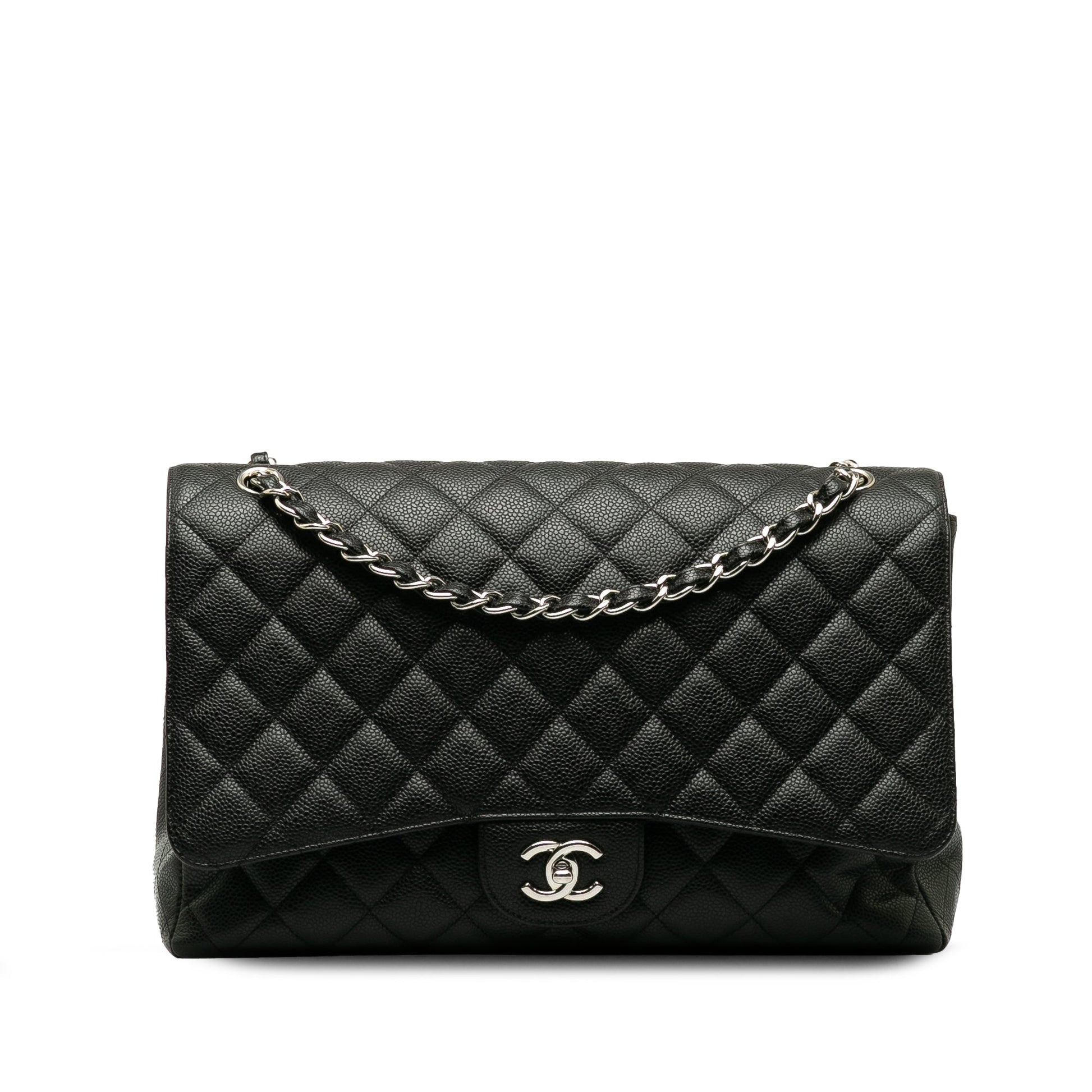 CHANEL Maxi Classic Caviar Double Flap Shoulder Bag