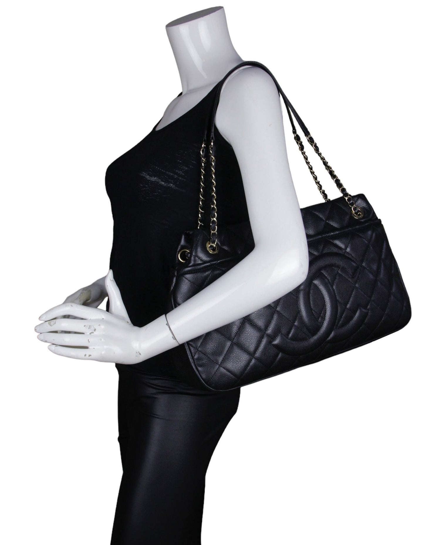 Chanel Black Caviar Timeless Soft Shopper Women Shoes