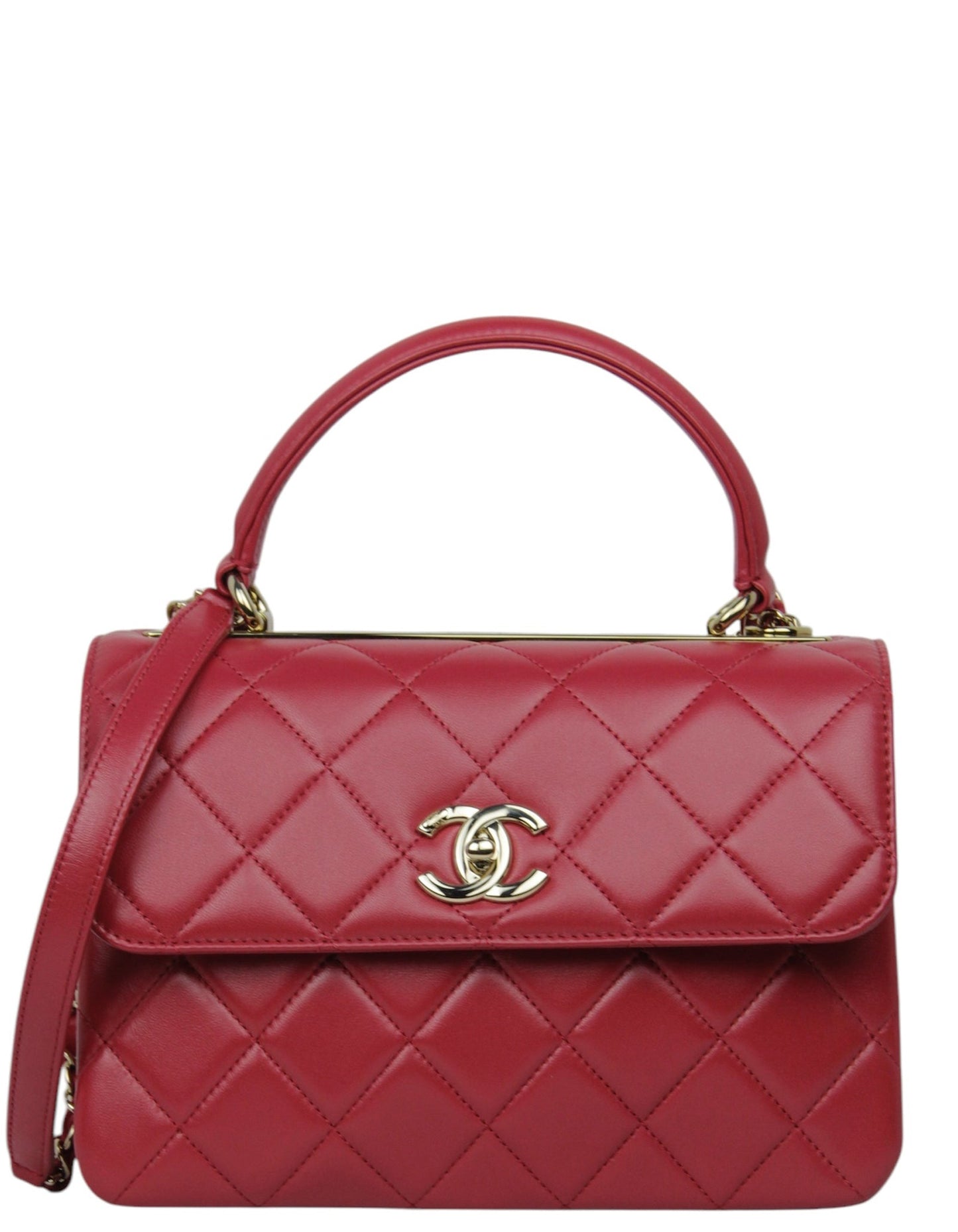 Chanel 2024 Dark Red Small Trendy CC Dual Handle Flap Handbag