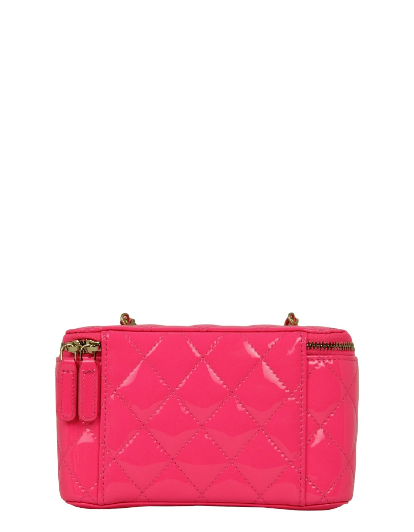 Chanel Neon Pink Patent Pearl Crush Small Vanity Case Bag
