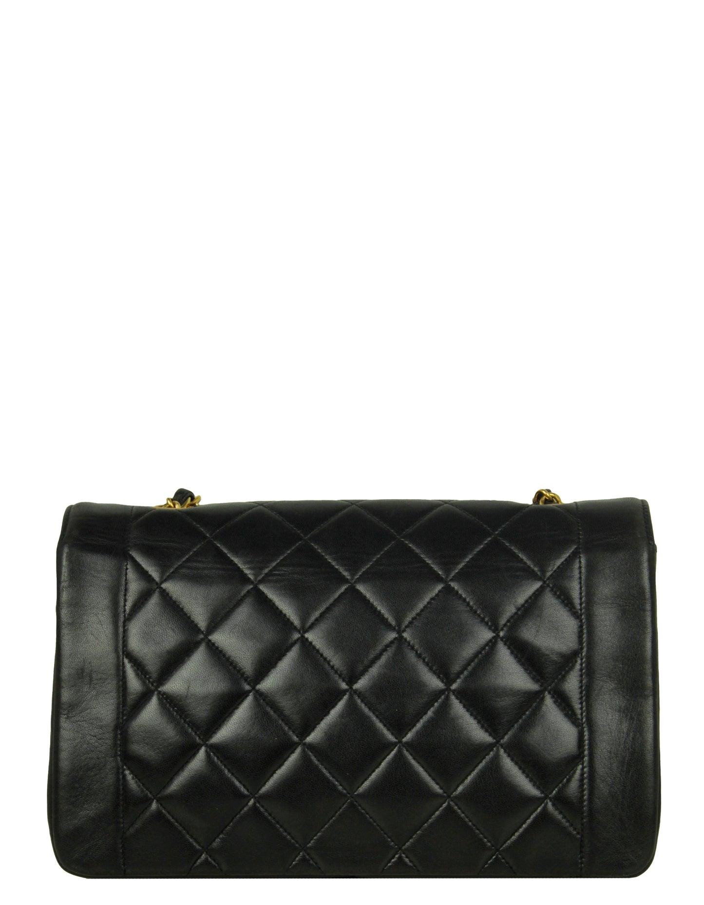 Chanel Black Lambskin Leather Quilted Medium Single Flap Diana Women Shoes