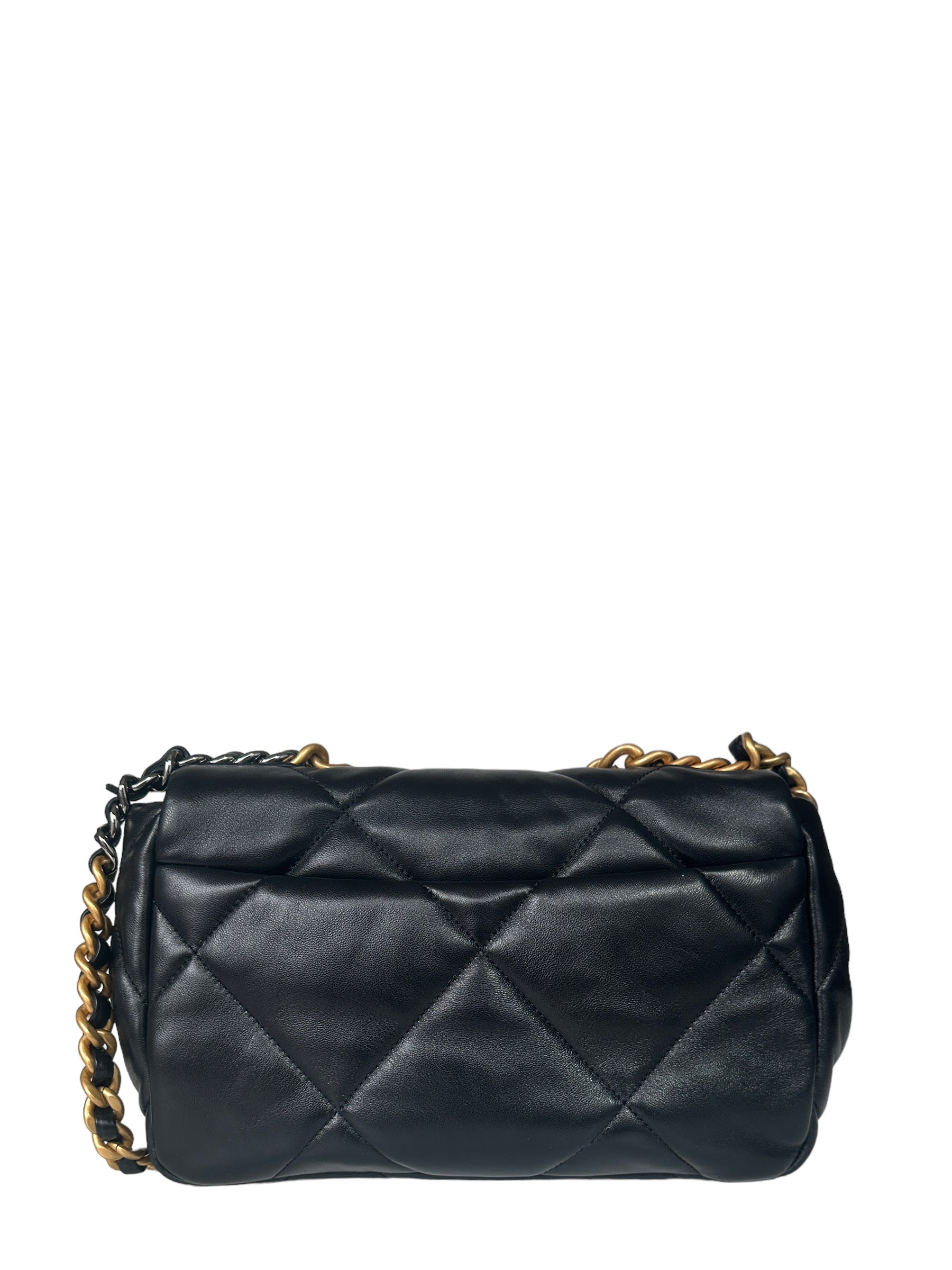 Chanel 2023 Black Lambskin Quilted Medium 19 Bag