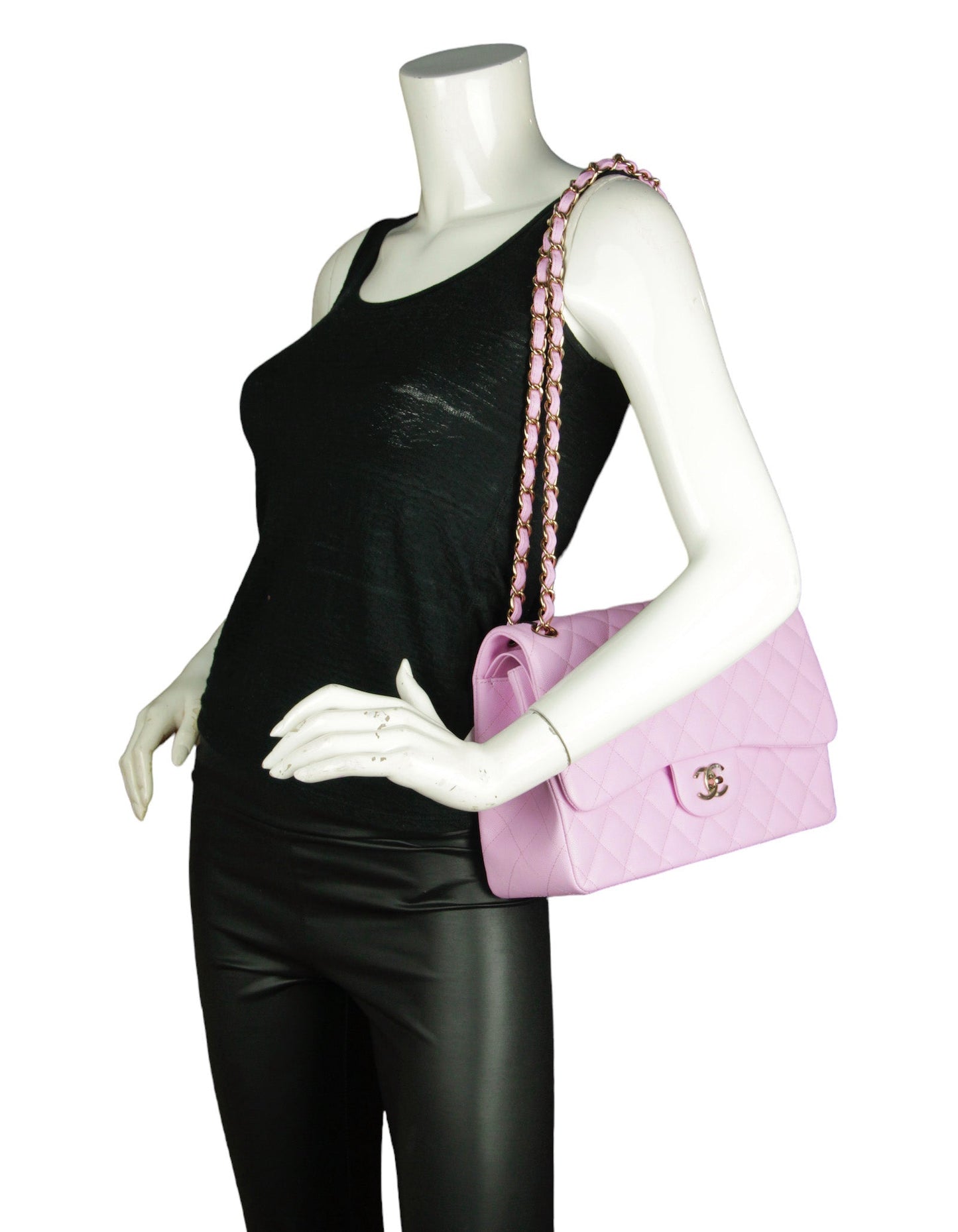 Chanel Lilac Caviar Leather Quilted Classic Double Flap Jumbo Bag