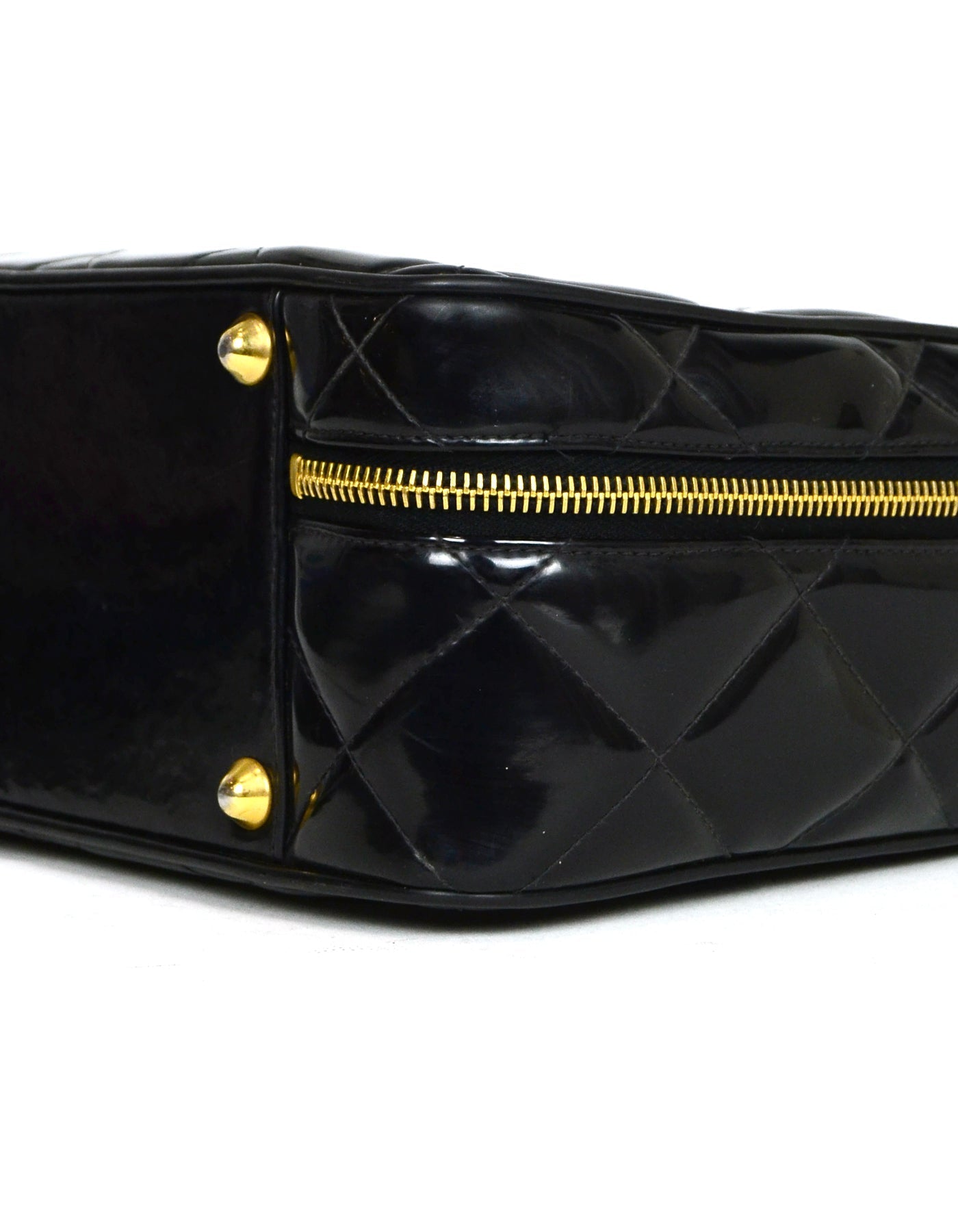 Chanel   Black Patent ZIp Around Bag