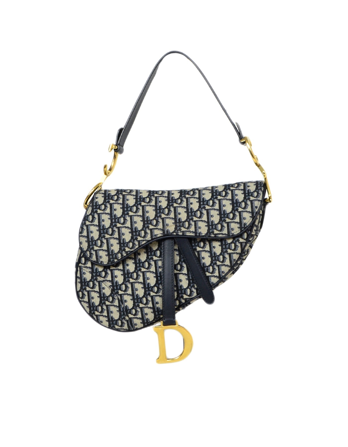 Dior Handbag Christian Oblique Saddle Bag Canvas Monogram Blue Shoulder Bag