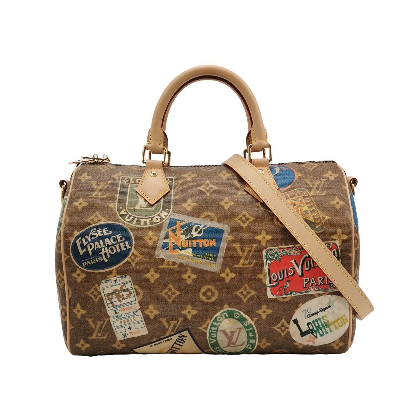 Louis Vuitton Speedy 30 Bandouliere Hotel Labels Monogram Handbag