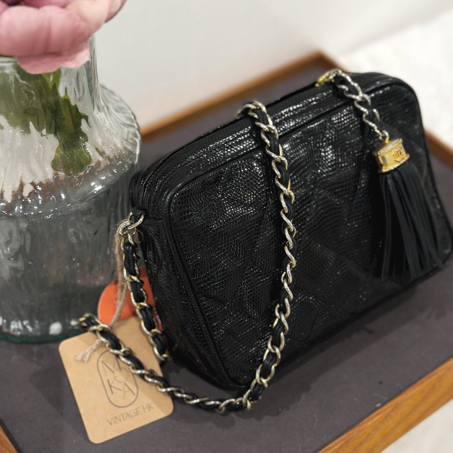Chanel   lizard skin camera bag