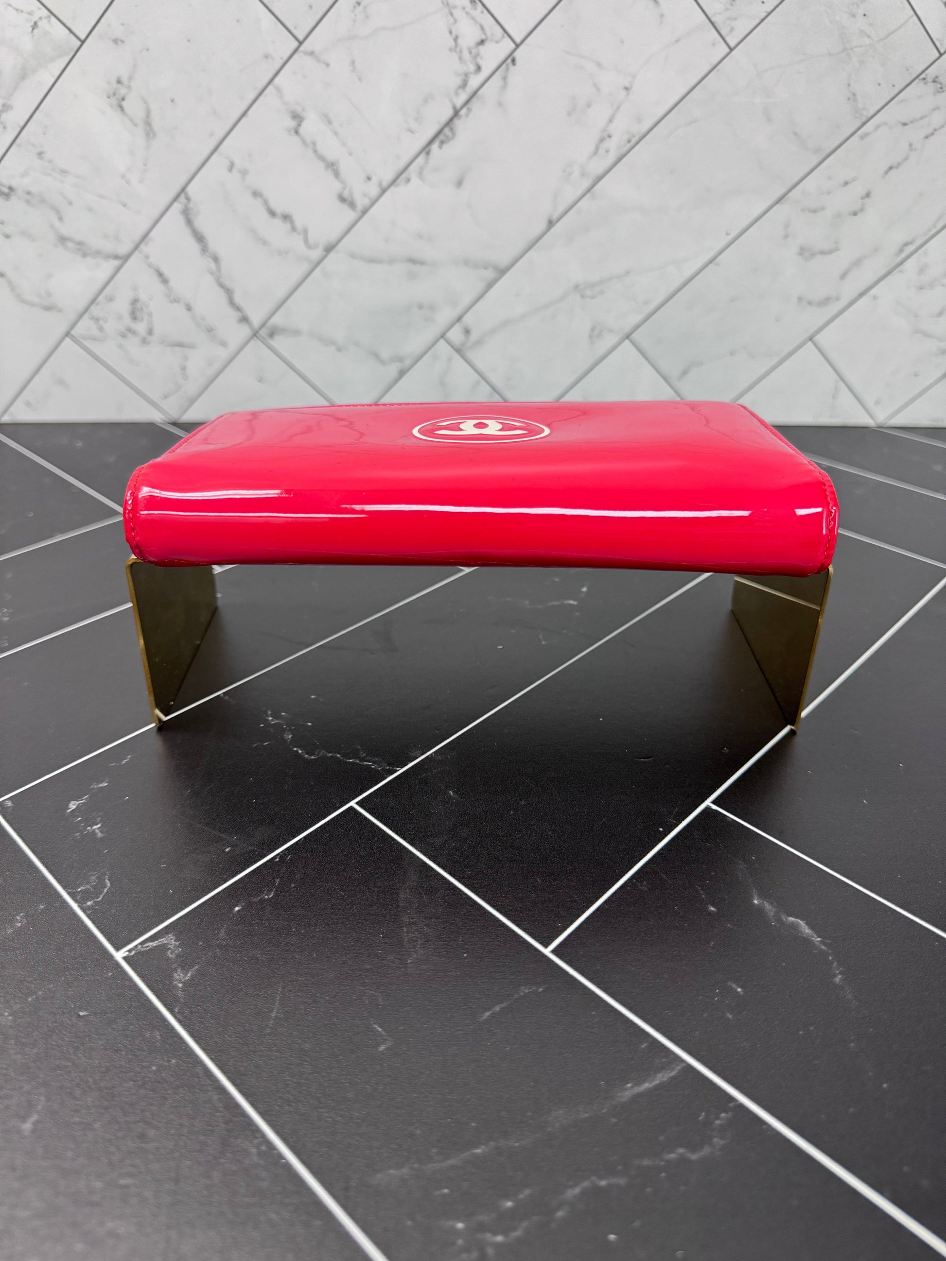 Chanel Pink Patent Leather Long Wallet